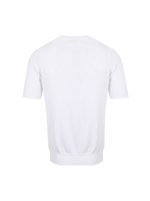 Maglia girocollo in filato di cotone Bianco Alpha studio | AU-5002C1000